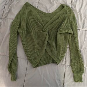 Hunter Green Knot-Back Sweater